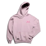Canguro rosa con capucha y bolsillo delantero, con logo de Majin Boo estampado en el pecho.