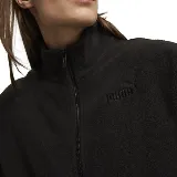 Campera de micropolar negro con cierre frontal, cuello alto y logo de Puma bordado en el pecho.