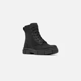 Bota elegante de mujer en color tostado con cierre de cremallera, hecha de piel impermeable, con suela de caucho moldeado.