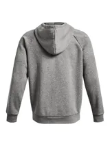 Campera Under Armour azul con capucha, cierre frontal y bolsillos tipo canguro.