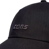 Gorra de béisbol negra con logo "CONS" bordado en el frente.