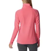 Buzo polar blanco de mujer, con cuello alto y cierre de media cremallera.