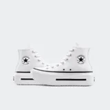 Championes Converse Chuck Taylor All Star Double Stack blancos, de caña alta y plataforma doble.
