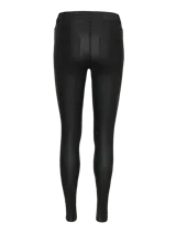 Pantalón skinny negro de tiro alto con textura encerada.