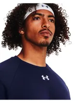 Buzo Under Armour Rival Fleece Crew de hombre, color azul marino, con logo pequeño bordado en el pecho.