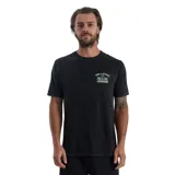 Remera de manga corta color negro con estampado frontal y diseño relajado.