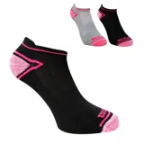 Pack de tres pares de medias deportivas unisex, de corte bajo, color negro con detalles en rosa.