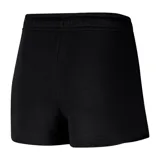 Short deportivo negro de dama con cintura elástica ajustable con cordón y logo de Nike estampado en blanco en la pierna izquierda.