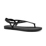 Ojotas Havaianas modelo Luna, color negro con tiras finas plateadas y ajuste al tobillo.