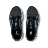 Championes de running color gris oscuro con detalles en celeste y negro.