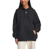 Buzo hoodie Adidas Essentials Oversized Fleece de mujer, color negro con logo Adidas bordado en blanco en el pecho.