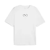 Remera deportiva Puma blanca de corte holgado con logo pequeño estampado en el pecho.