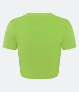 Blusa cropped blanca de viscosa con textura acanalada.