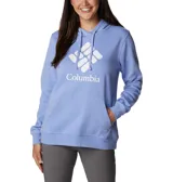 Buzo negro con capucha y bolsillo tipo canguro. Logotipo de Columbia estampado en blanco en el pecho.