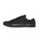 Zapatillas Converse All Star de lona color negro, con suela de goma y cordones negros.