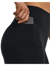 Calza deportiva negra de tiro alto, corte ajustado y largo hasta el tobillo.