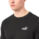 Remera negra de algodón con cuello redondo y logo Puma estampado en blanco en el pecho.