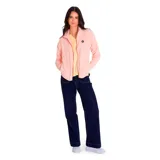 Campera polar Caterpillar para mujer, color violeta, con cierre frontal completo, cuello alto y bolsillos laterales.