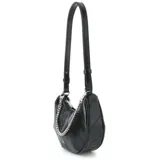 Cartera Guess modelo Amy's Convertible Crossbody, color negro charol, con correa convertible de cadena y ecocuero.