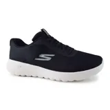 Championes deportivos Skechers Go Walk Joy, color negro con logo plateado, capellada de malla y cordones elásticos. Posee entresuela acolchada 5GEN, plantilla transpirable Skechers Air-Cooled Goga Mat y suela de tracción flexible.