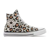 Championes de caña alta Converse Chuck Taylor All Star con estampado animal print en tonos beige y naranja.