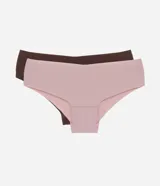 Kit de dos bombachas boyshort de microfibra, una color rosa y otra color marrón.