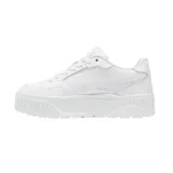Championes Puma Karmen II Idol, color blanco con detalles en negro. Con plataforma de goma texturizada, cubierta de cuero y plantilla SoftFoam+.