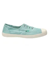 Zapatillas Natural World modelo Greece, color verde agua, sin cordones, fabricadas en España con algodón orgánico y suela de goma.
