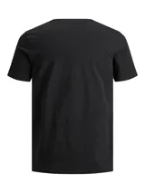 Camiseta negra de manga corta y cuello redondo, corte slim.