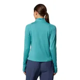 Remera deportiva Columbia negra de manga larga con medio cierre frontal y tecnología Omni-Wick para control de la humedad y neutralización de olores.