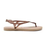 Ojotas Havaianas modelo Luna, color rosa nude, con tira fina trasera y diseño trenzado en la tira delantera.
