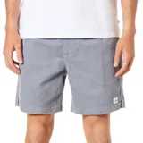 Bermuda de pana color gris con cintura elástica y cordón ajustable.