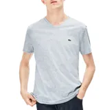 Remera azul marino Lacoste de algodón pima con cuello en V y logo bordado en el pecho.