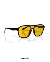 Lentes de sol negros con cristales amarillos polarizados y protección UV400.