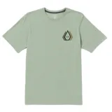 Remera verde de manga corta con logo de Volcom estampado en el pecho.