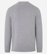 Suéter masculino de manga larga y cuello redondo, color negro, con textura maquinetada y textura dobby.