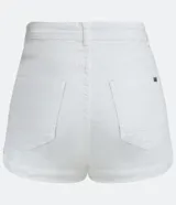 Short de sarga negro con cintura alta, bolsillos delanteros y traseros.