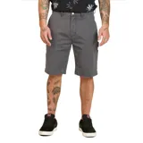 Bermuda gris de corte recto, con bolsillos laterales amplios y detalles utilitarios.