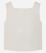 Blusa sin mangas color crema, confeccionada en viscosa, con escote cuadrado.