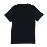 Remera negra de manga corta con estampa del logo de Thrasher Magazine en color naranja y gris.