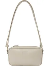 Bandolera Tommy Jeans Essential Convertible color crema, con correa fina regulable y logo de la marca en relieve en el frente.