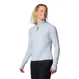 Remera deportiva Columbia Weekend Ascent Half Zip para mujer, color gris claro, de manga larga con orificios para los pulgares y cierre de media cremallera. Confeccionada con tejido transpirable Omni-Wick™ que absorbe la humedad y neutraliza los olores.