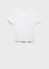 Camiseta blanca de algodón orgánico, de manga corta y cuello redondo.