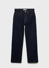Pantalón de jean azul oscuro, de corte recto y tiro alto.