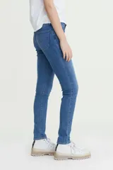 Jeans de tiro alto, corte skinny, color azul medio.