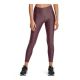 Calza de mujer Under Armour HeatGear® de tiro alto hasta el tobillo, color gris azulado, con cintura antideslizante y logo en la pierna.