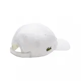 Gorro de béisbol blanco de algodón, con logo de Lacoste bordado en el lateral y parche con el logo de Lacoste y Rolex Paris Masters en el frente.