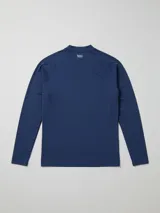 Rashguard de manga larga con protección UV, color negro con logo Rusty estampado en blanco en el pecho.