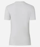 Remera de algodón color crudo, corte new t-shirt ajustado al cuerpo, con cuello redondo y manga corta. Estampa frontal con las letras 'NY' en azul con efecto desgastado.