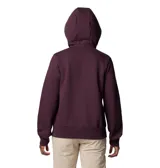 Buzo Columbia de mujer, modelo Marble Canyon Hoodie, color borgoña. Confeccionado en tejido elástico con interior cepillado suave, capucha ajustable con cordón, bolsillo tipo canguro y puños acanalados.
